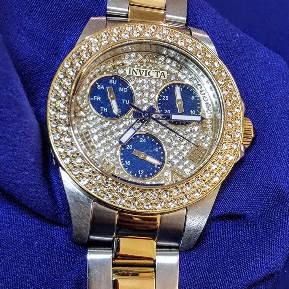 Invicta Angel Lady Bling 34mm  Multi Dial Women's Watch Like New 2 Tone